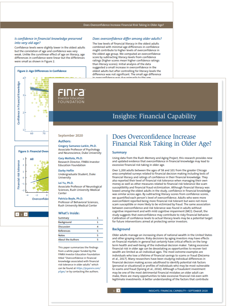 Does Overconfidence Increase Financial Risk Taking in Older Age?