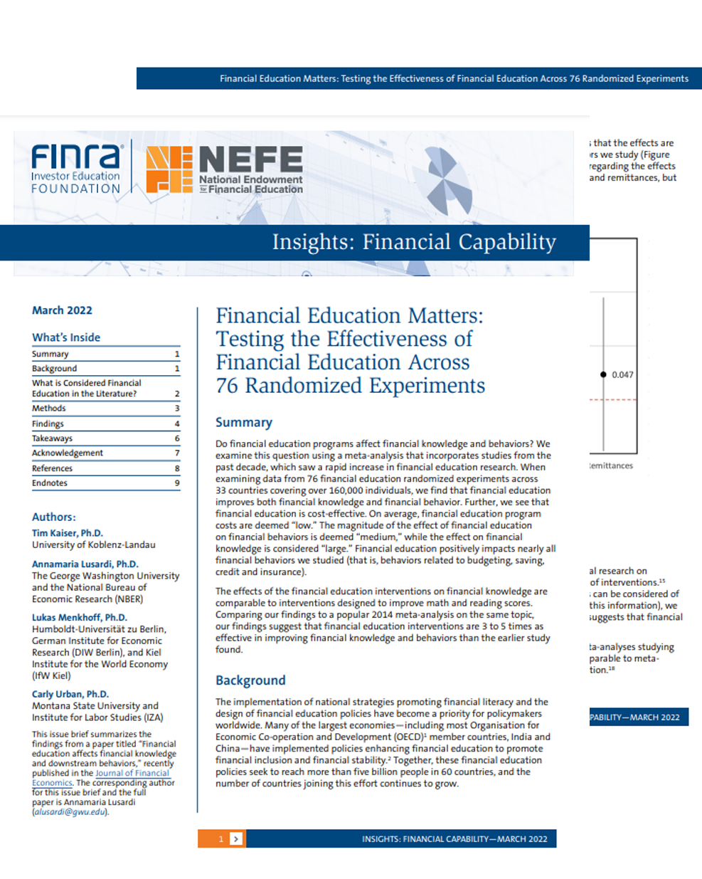Financial Education Matters Testing Effectiveness Financial Education