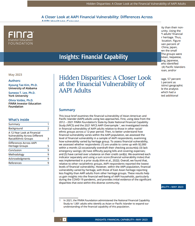 Hidden Disparities: A Closer Look at the Financial Vulnerability of AAPI Adults
